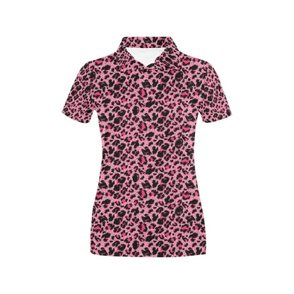 Cheetah Pink Pattern Print Design 01 Women's Polo Shirt