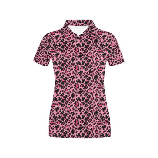 Cheetah Pink Pattern Print Design 01 Women's Polo Shirt