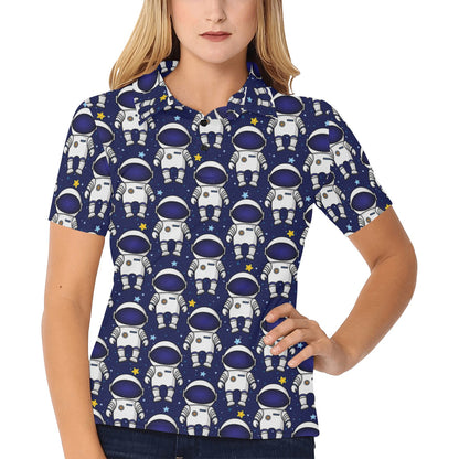 Astronaut Pattern Print Design 01 Women's Polo Shirt