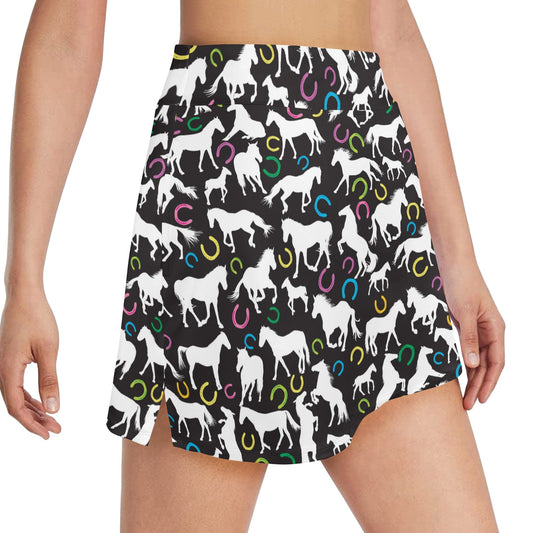 Horse Hoof Colorful Print Design LKS301 17" Golf & Pickleball Skort with Pockets