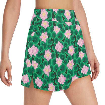 Water Lily Print Design LKS303 17" Golf & Pickleball Skort with Pockets