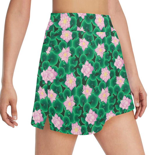 Water Lily Print Design LKS303 17" Golf & Pickleball Skort with Pockets