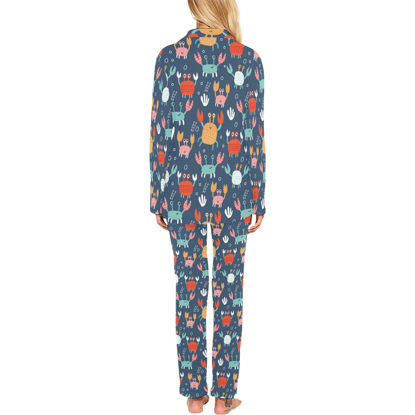 Crab Pattern Print Design 05 Women's Long Pajama Set