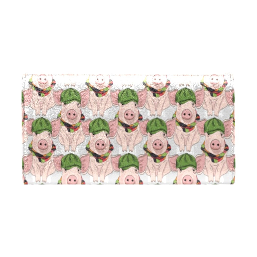 Pig Print Design LKS403 Women's Trifold Wallet