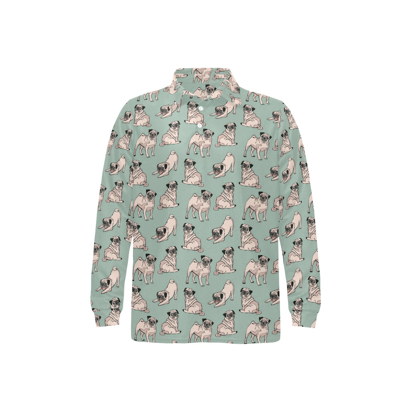 Pug Pattern Print Design A01 Long Sleeve Polo Shirt For Men's