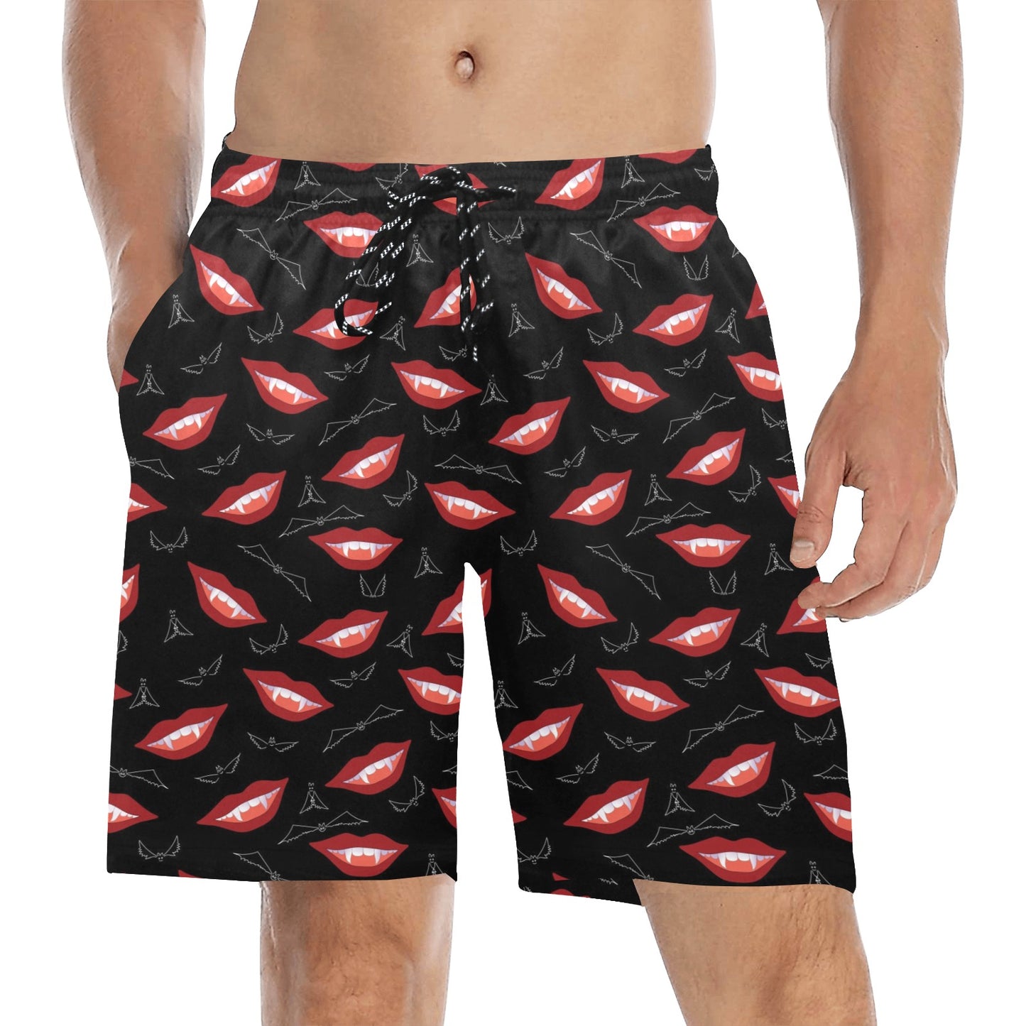 Vampire Lips Print Design LKS301 Men's Swim Trunks Beach Shorts