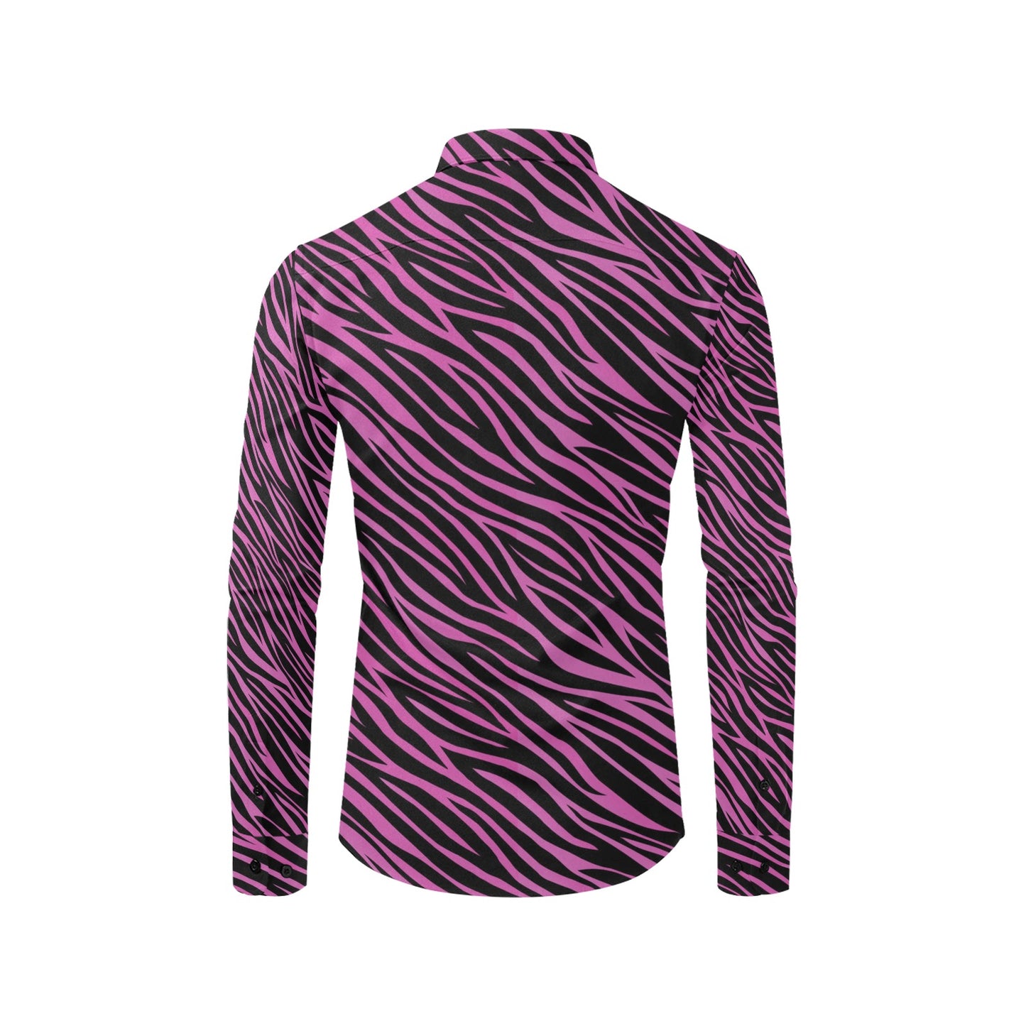 Zebra Pink Print Design LKS304 Men's Long Sleeve Dress Shirt