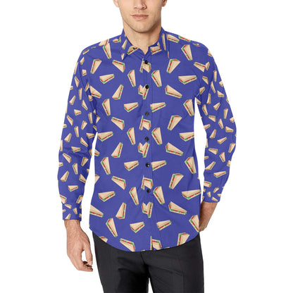 Sandwich Print Design LKS303 Men's Long Sleeve Dress Shirt