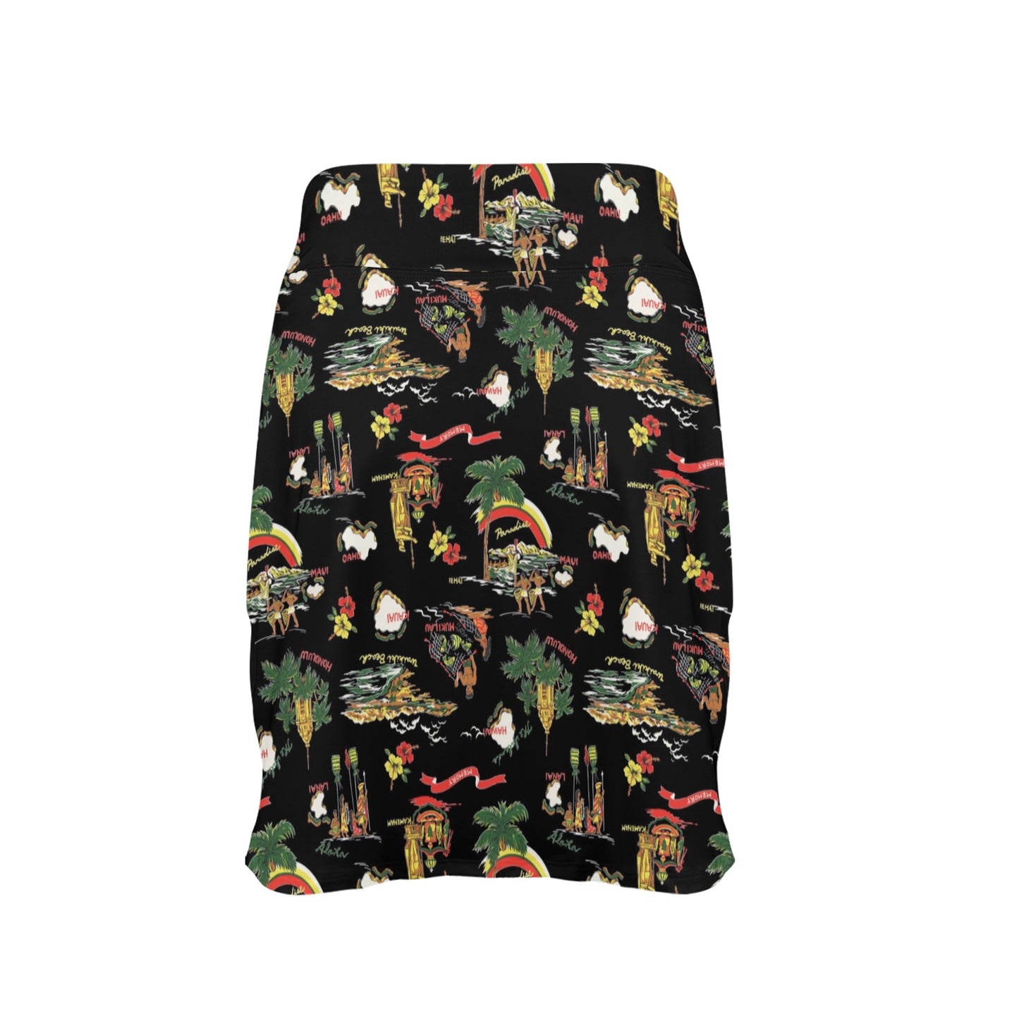 Hawaiian Island Themed Print 17" Golf & Pickleball Skort with Pockets
