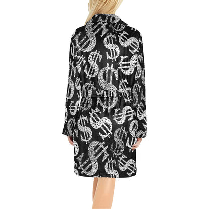 Money Pattern Print Design 02 Women's Fleece Robe