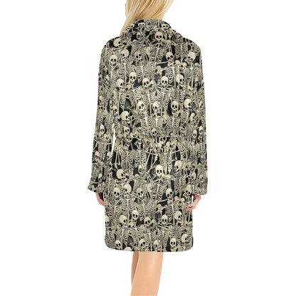 Skeleton Design Print Women's Fleece Robe