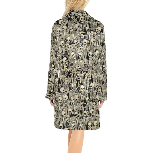 Skeleton Design Print Women's Fleece Robe