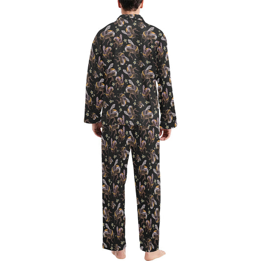 Bee Pattern Print Design 04 Men's Long Pajama Set