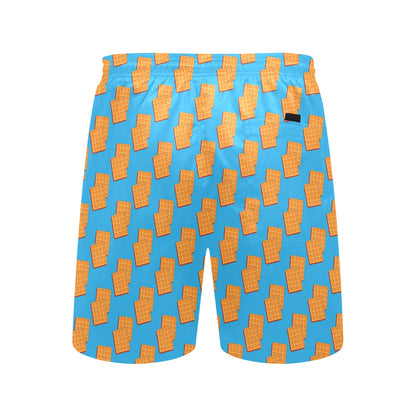 Waffle Print Design LKS304 Men's Swim Trunks Beach Shorts