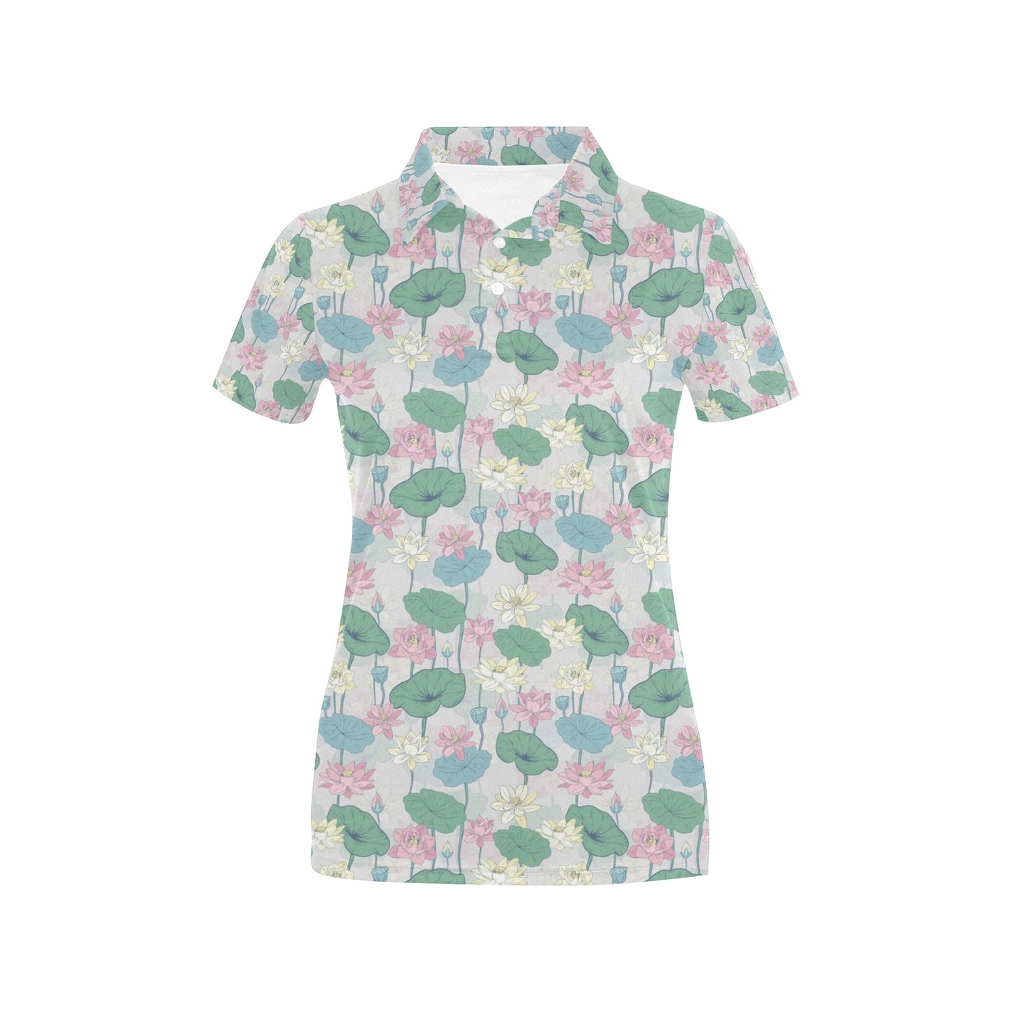 Water Lily Print Design LKS305 Women's Polo Shirt