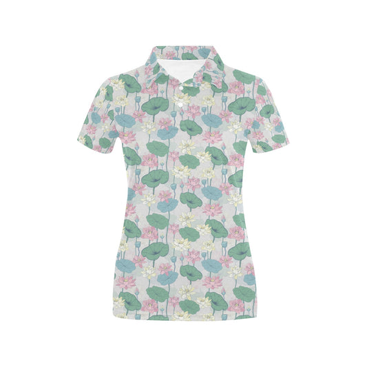 Water Lily Print Design LKS305 Women's Polo Shirt
