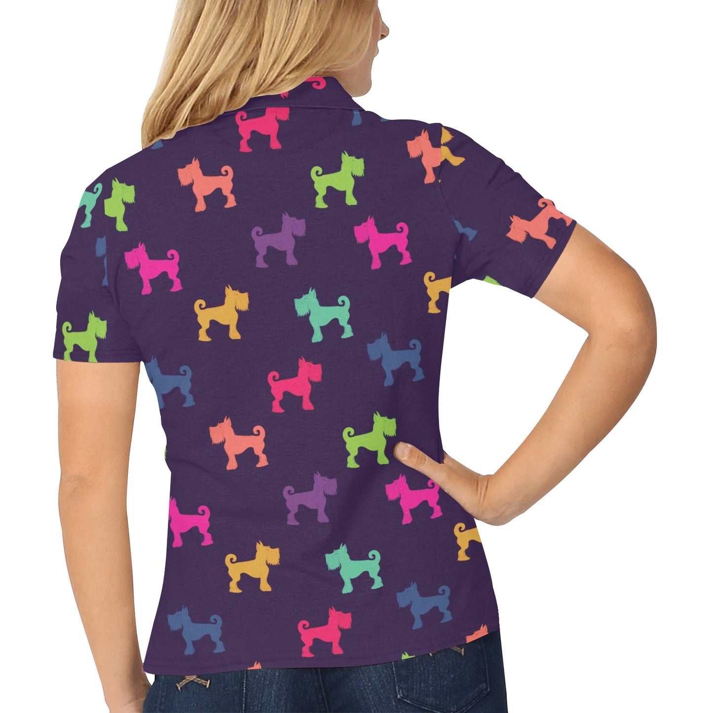Schnauzers Pattern Print Design A05 Women's Polo Shirt