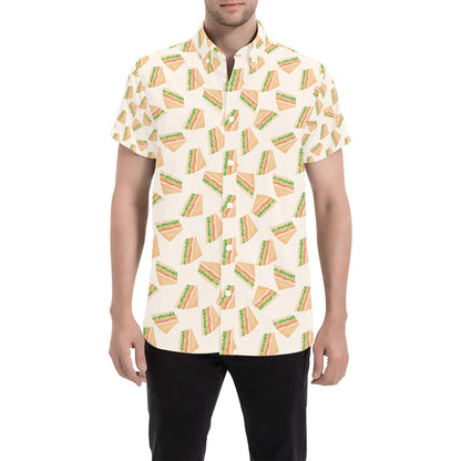 Sandwich Print Design LKS301 Men Short Sleeve Button Up Shirt