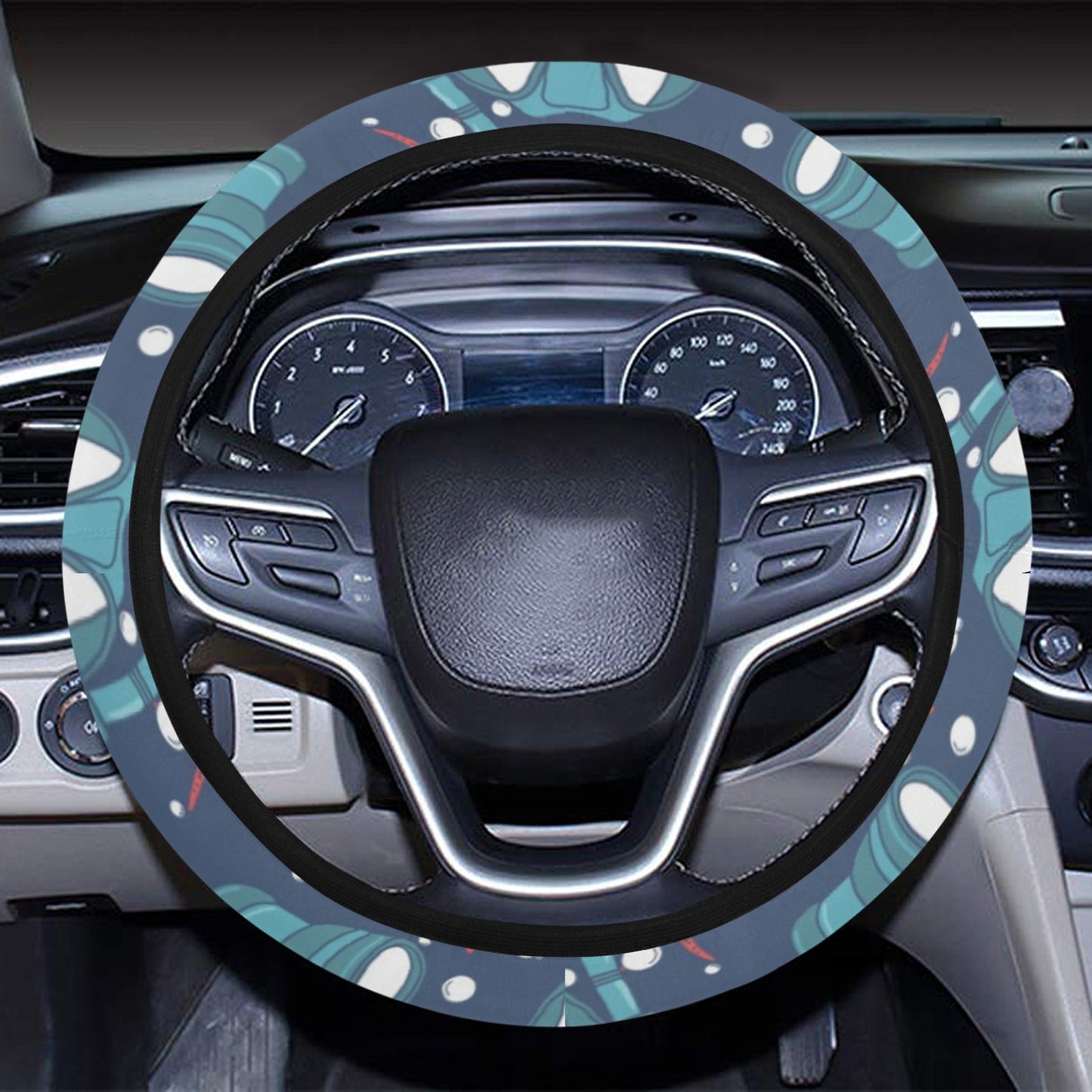 Scuba Equipment Print Design LKS302 Steering Wheel Cover with Elastic Edge