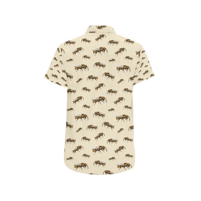 Bee Print Design LKS306 Men Short Sleeve Button Up Shirt