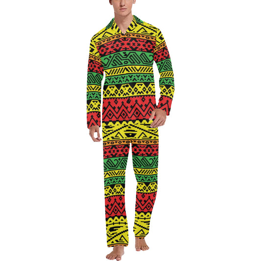 Rastafarian Pattern Print Design A02 Men's Long Pajama Set