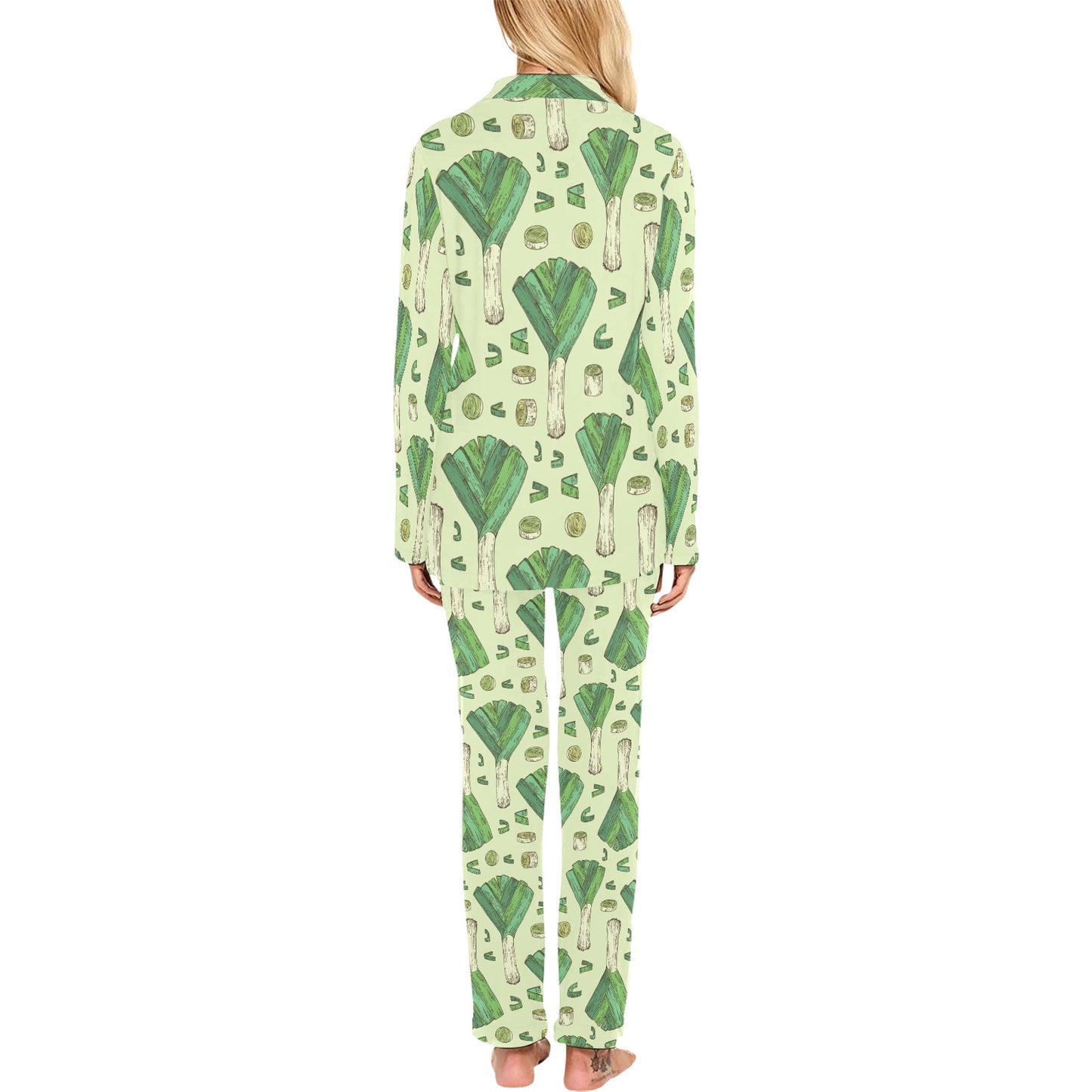 Leek Pattern Print Design 04 Women's Long Pajama Set
