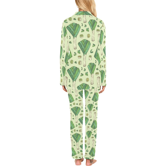 Leek Pattern Print Design 04 Women's Long Pajama Set