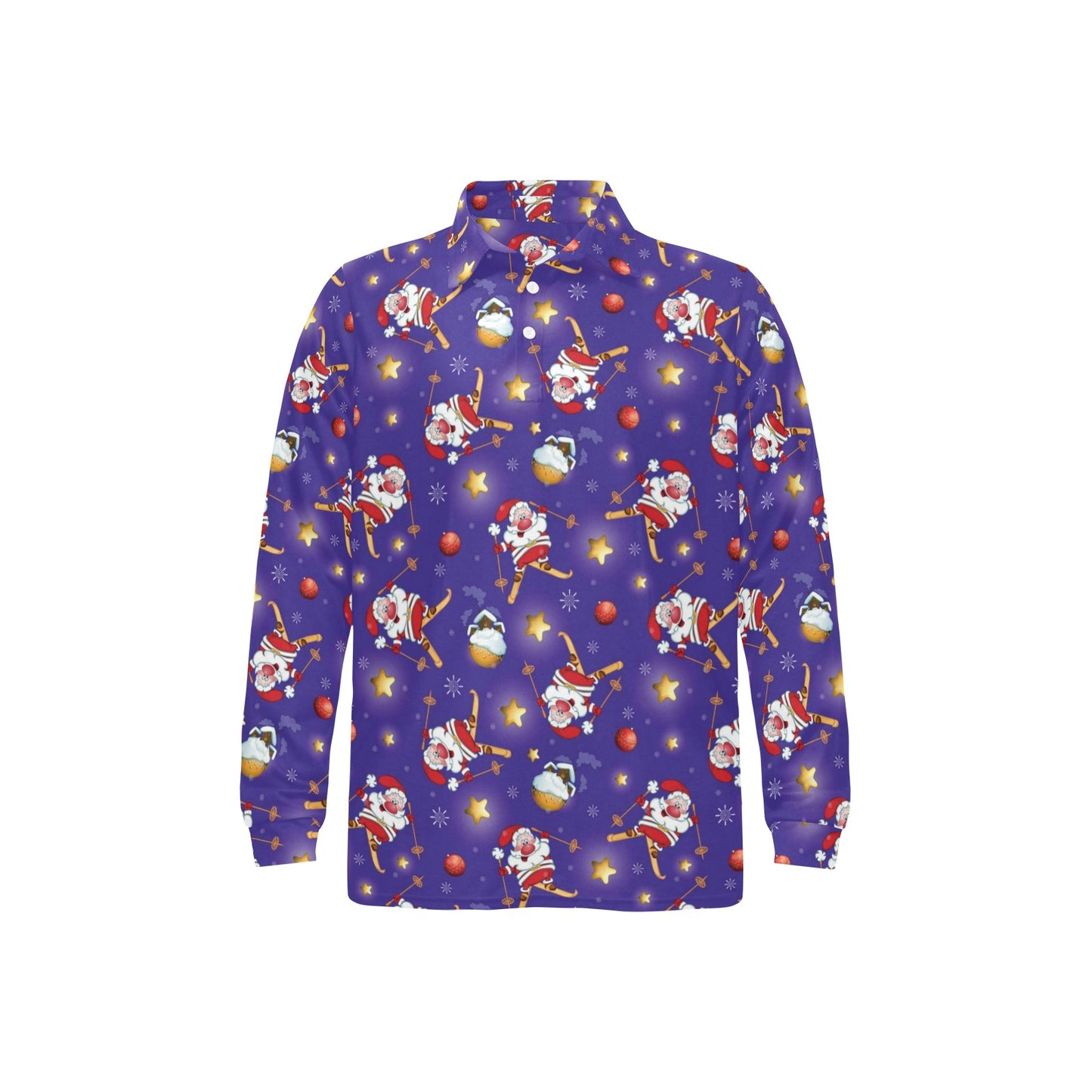 Ski Print Design LKS308 Long Sleeve Polo Shirt For Men's