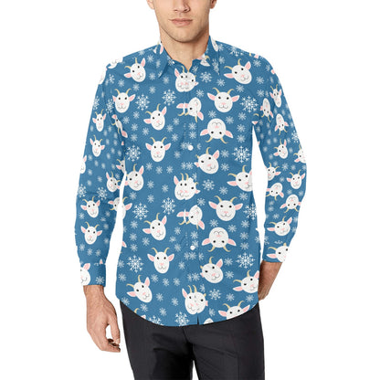 Goat Print Design LKS402 Men's Long Sleeve Dress Shirt
