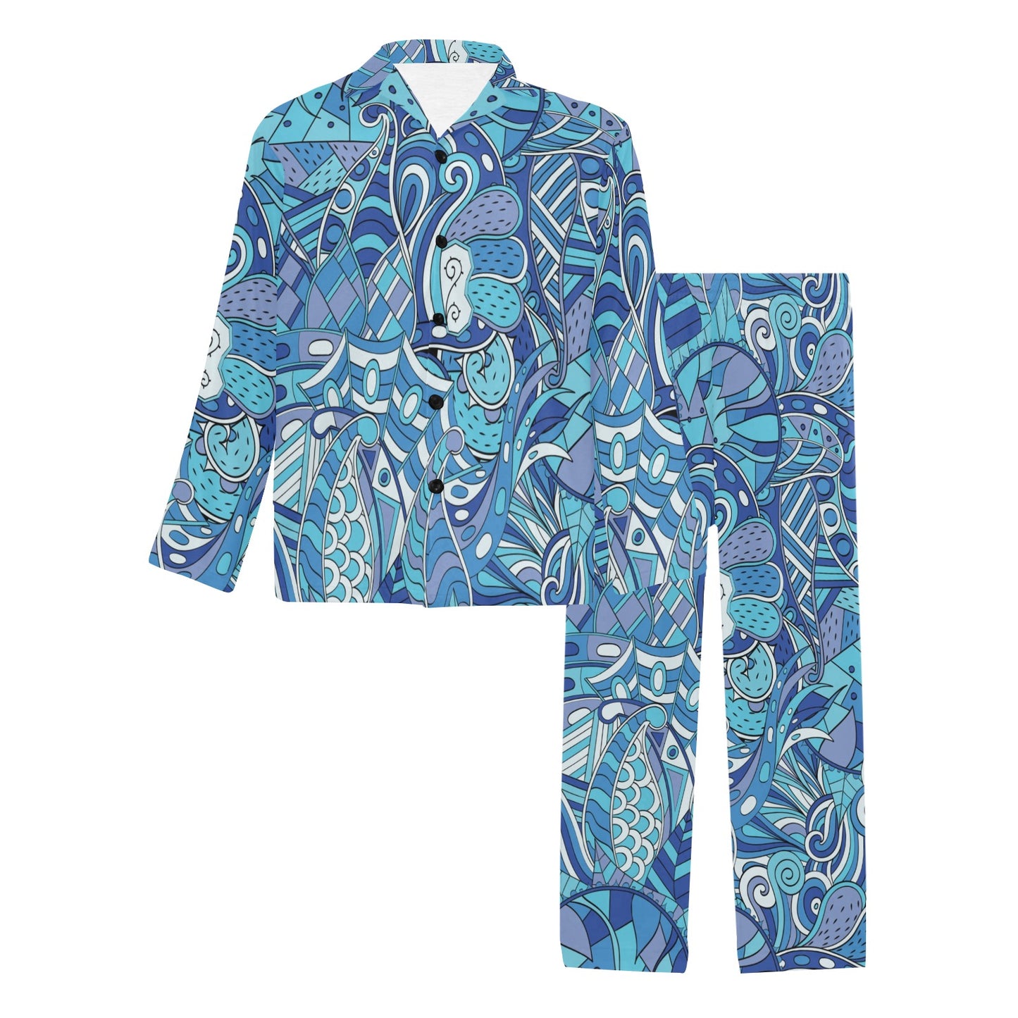 Funky Retro Pattern Print Design A02 Men's Long Pajama Set