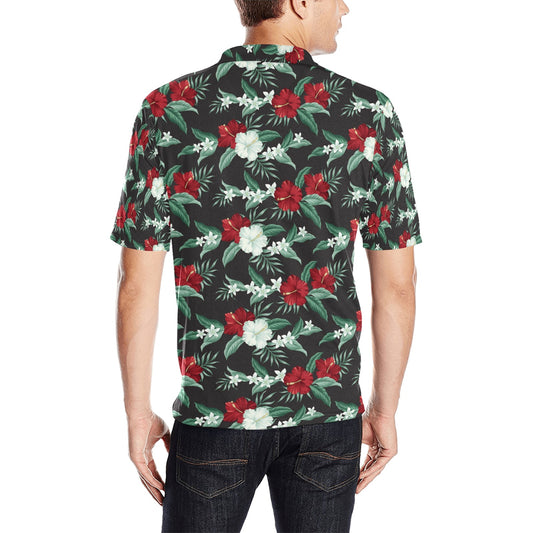 Tropical Flower Print Design LKS303 Men Polo Shirt