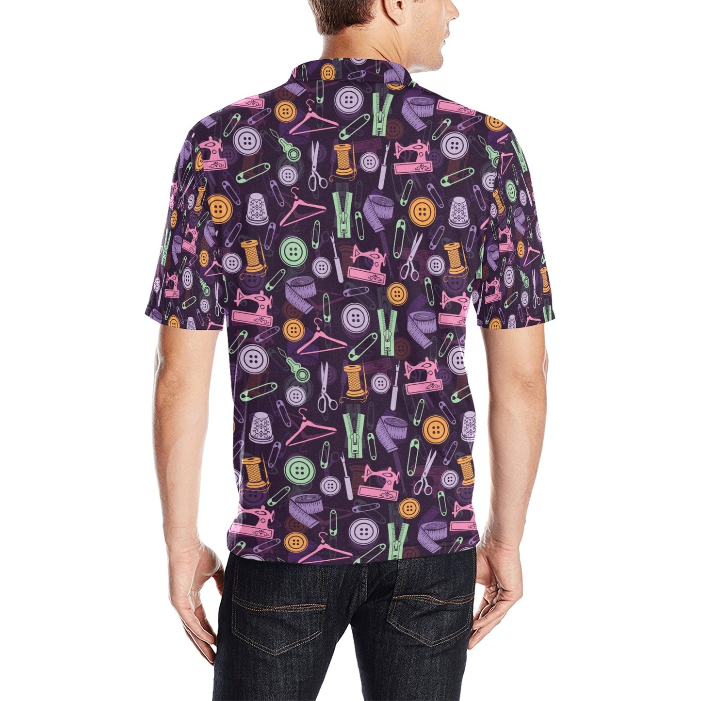 Sewing Equipment Print Design LKS306 Men Polo Shirt