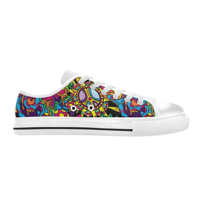 Trippy Print Design LKS304 Women's White Low Top Shoes