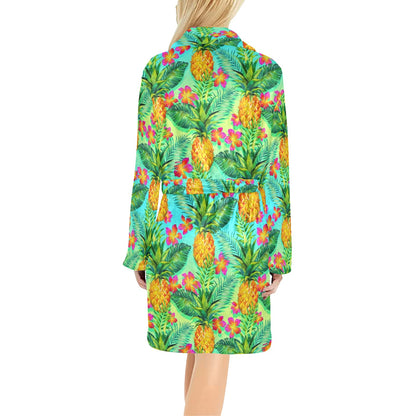Pineapple Pattern Print Design PP010 Women's Fleece Robe