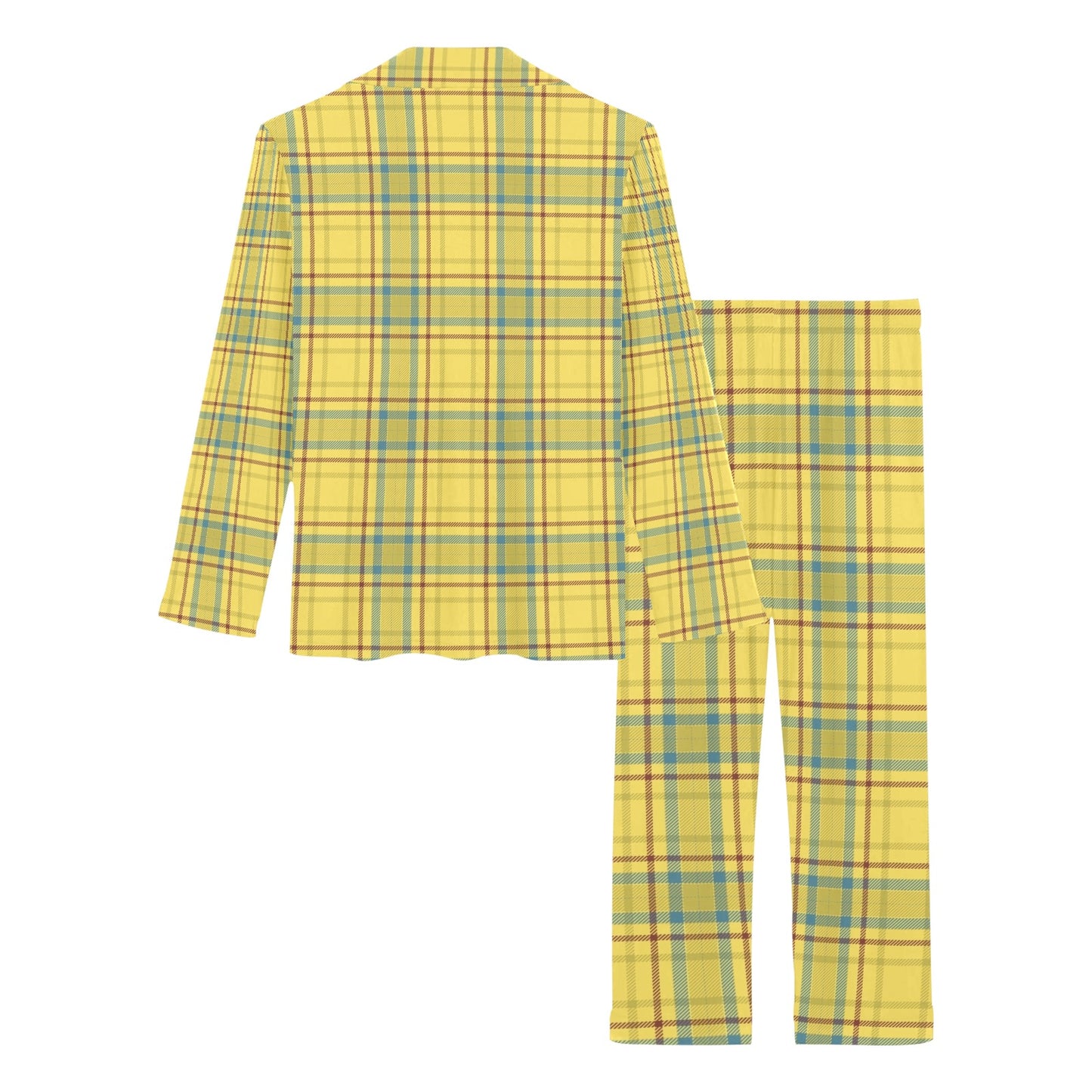 Tartan Yellow Print Design LKS301 Women's Long Pajama Set