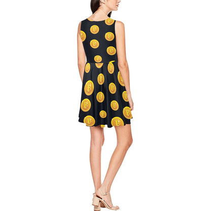 Bitcoin Pattern Print Design DO04 Sleeveless Dress