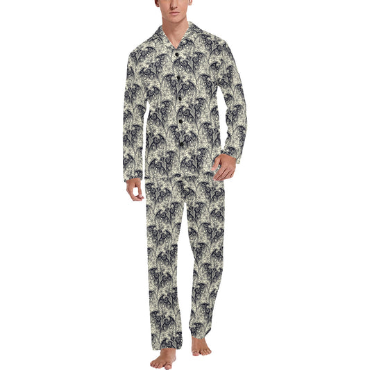 Bat Tribal Pattern Print Design 06 Men's Long Pajama Set