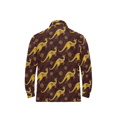 Kangaroos Aboriginal Pattern Print Design 08 Long Sleeve Polo Shirt For Men's
