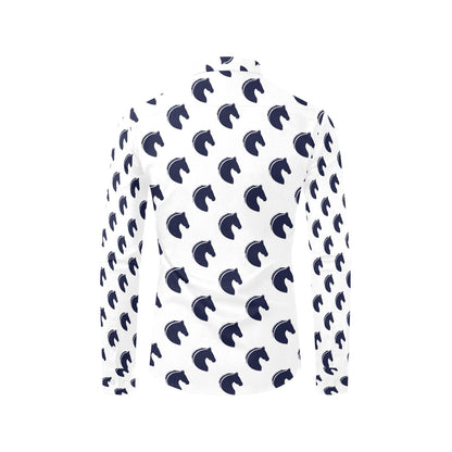 Horse Head Print Design LKS303 Men's Long Sleeve Dress Shirt