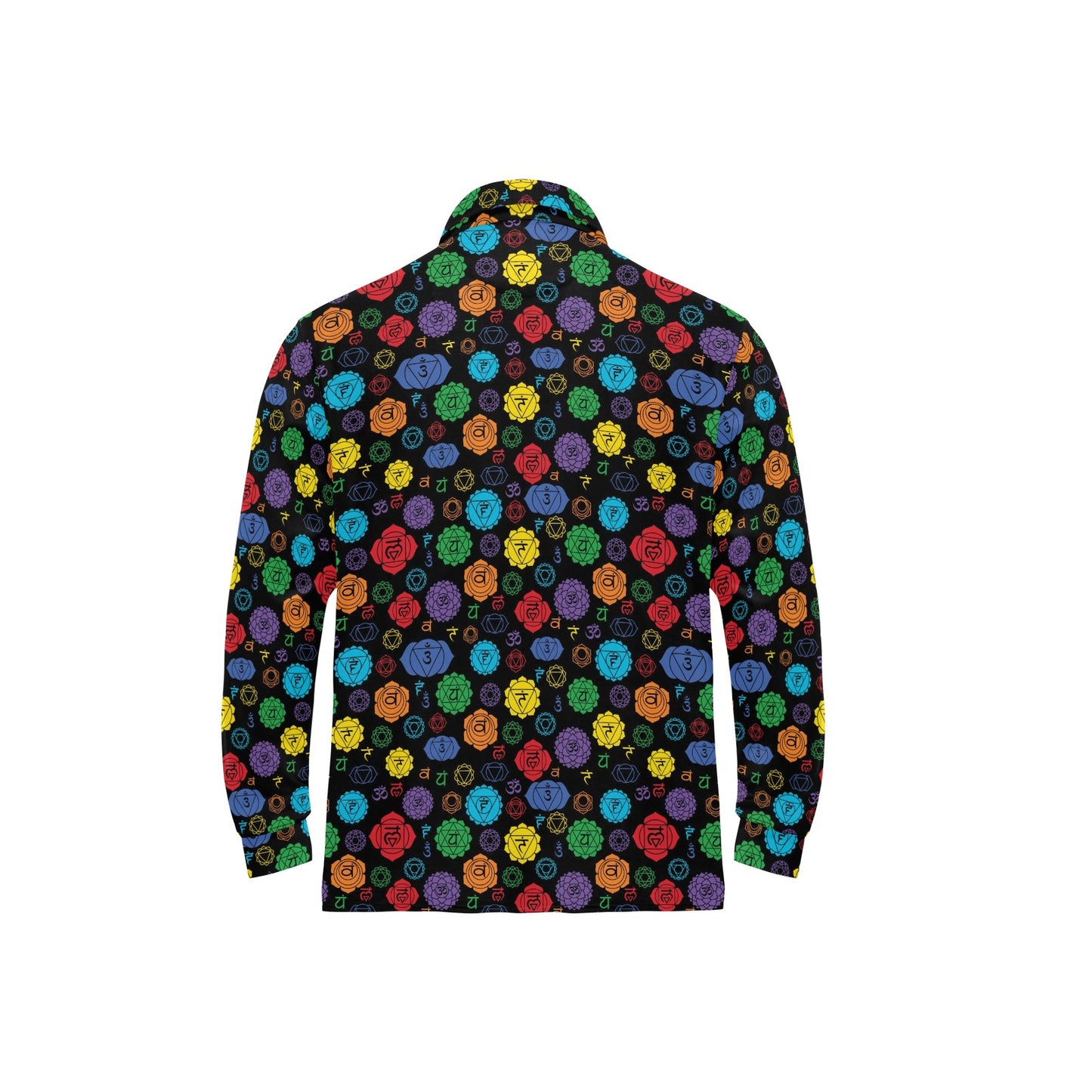 Chakra Pattern Print Design 01 Long Sleeve Polo Shirt For Men's