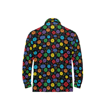 Chakra Pattern Print Design 01 Long Sleeve Polo Shirt For Men's