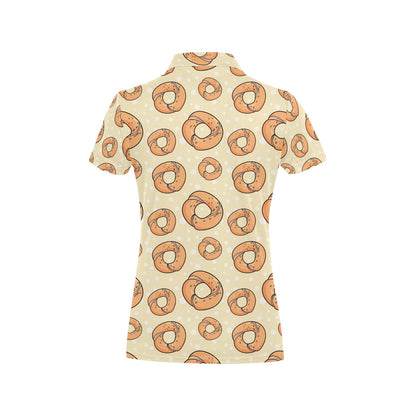 Bagel Pattern Print Design 03 Women's Polo Shirt