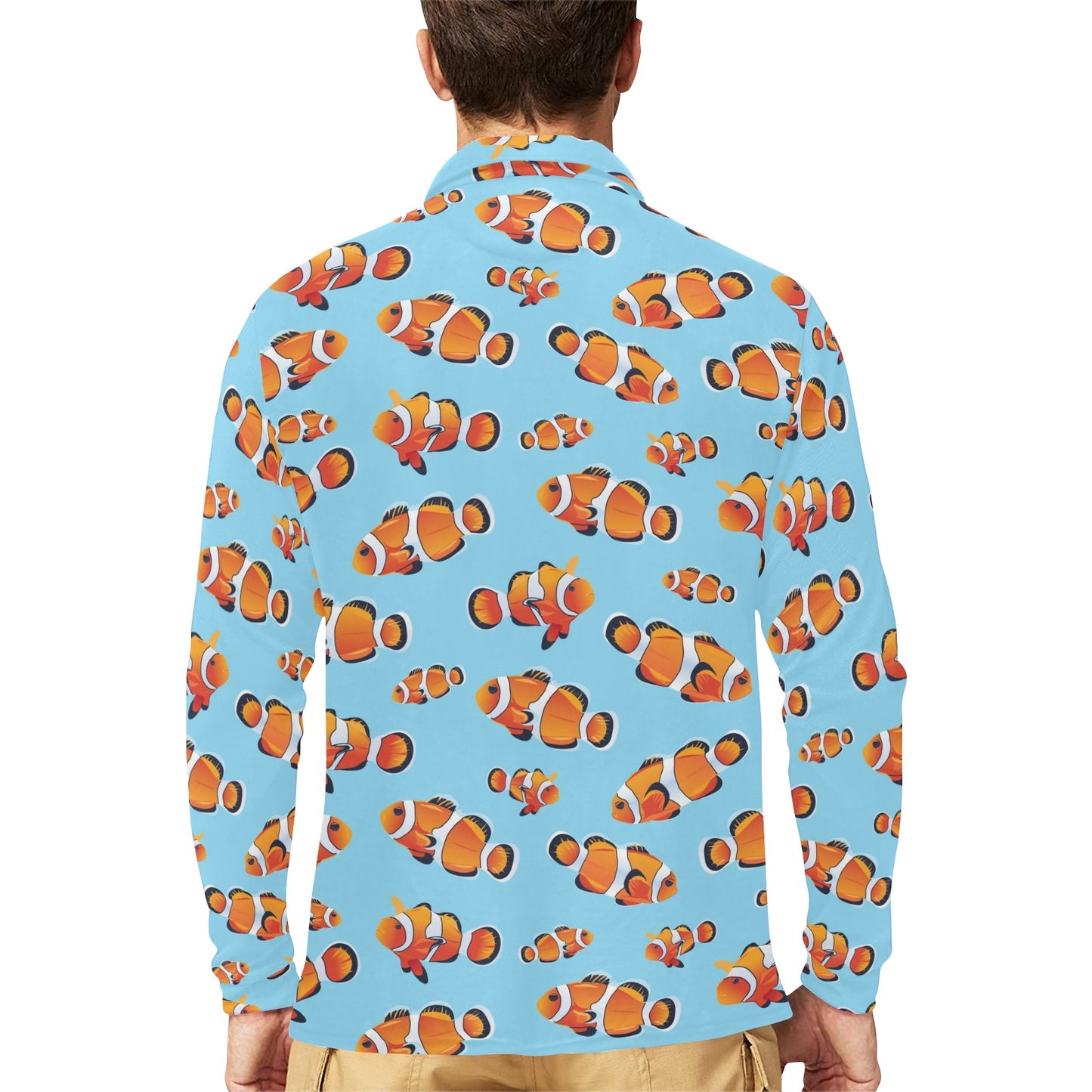 Clownfish Pattern Print Design 01 Long Sleeve Polo Shirt For Men's