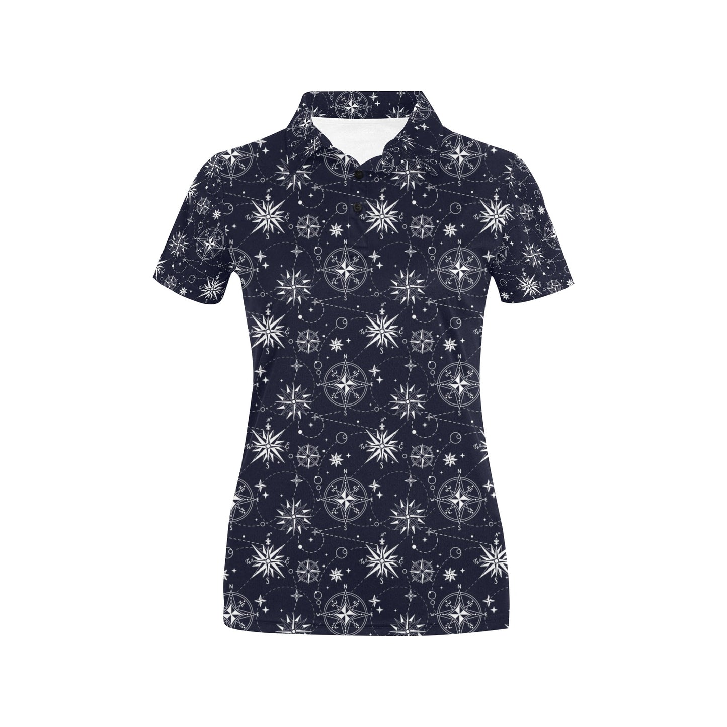 Nautical Sky Design Themed Print Women's Polo Shirt