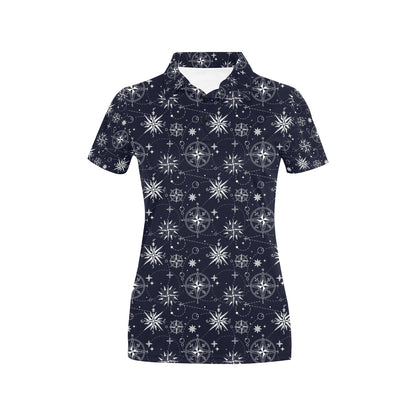 Nautical Sky Design Themed Print Women's Polo Shirt