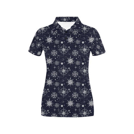 Nautical Sky Design Themed Print Women's Polo Shirt