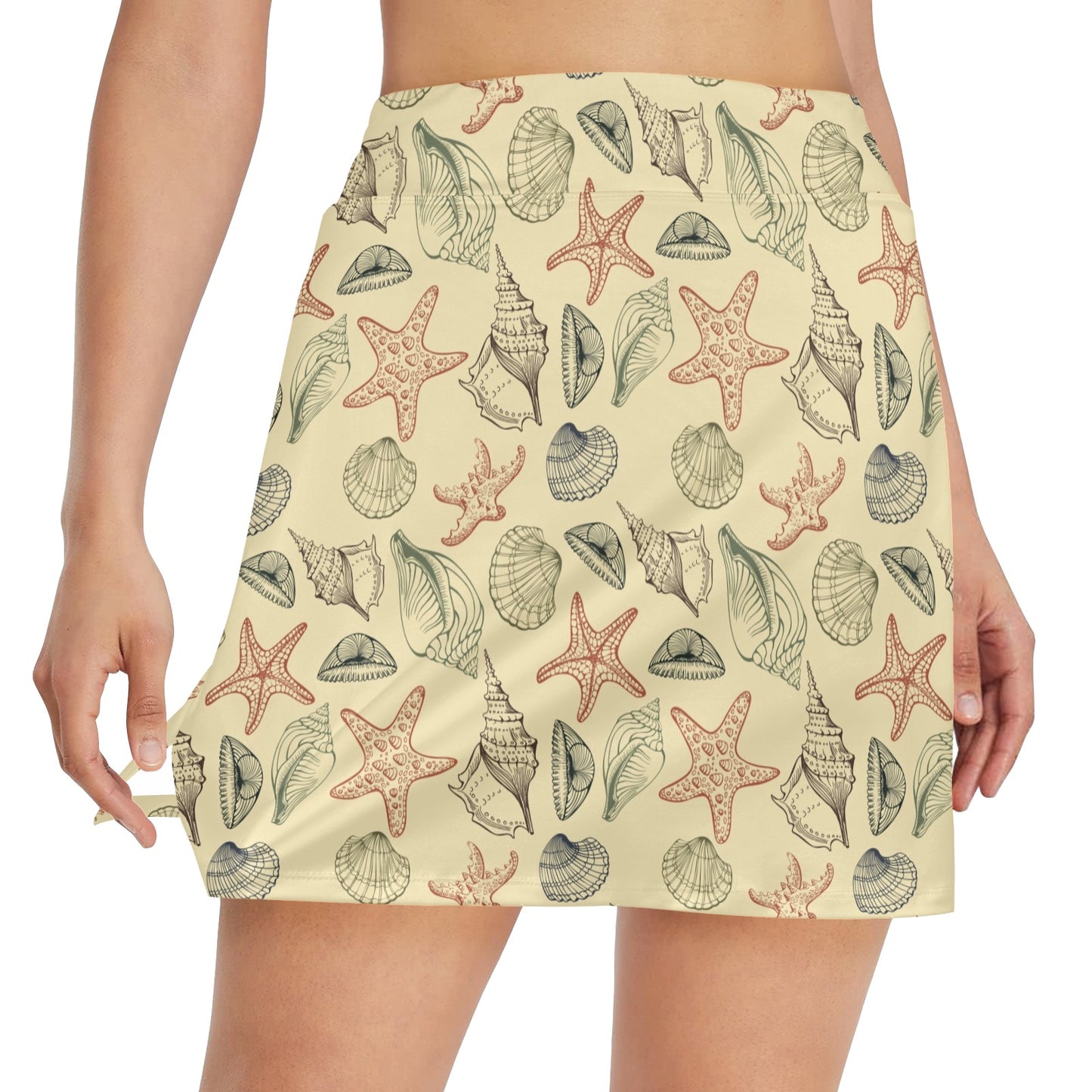 Seashell Print Design LKS305 17" Golf & Pickleball Skort with Pockets