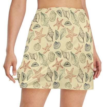 Seashell Print Design LKS305 17" Golf & Pickleball Skort with Pockets