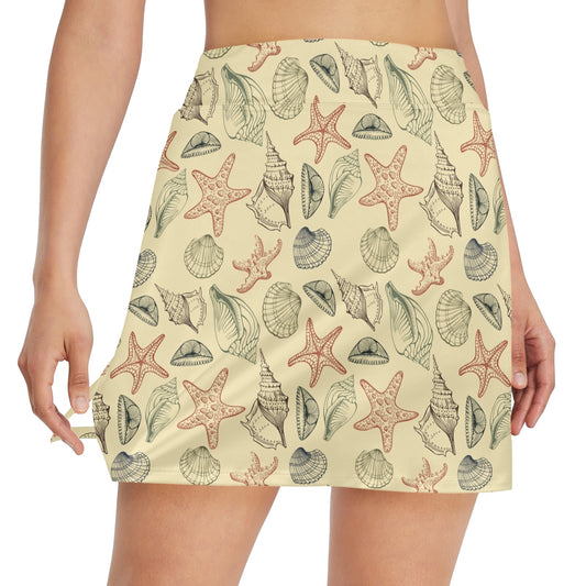Seashell Print Design LKS305 17" Golf & Pickleball Skort with Pockets