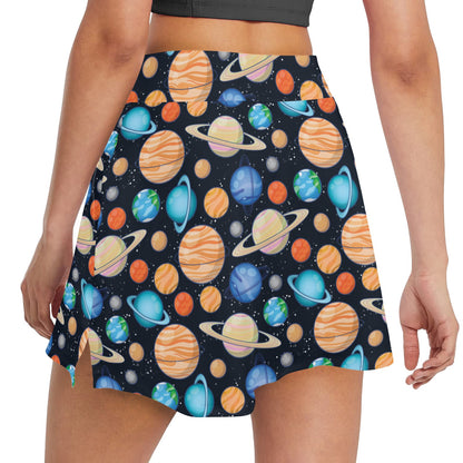 Planet Colorful Print Design LKS301 17" Golf & Pickleball Skort with Pockets